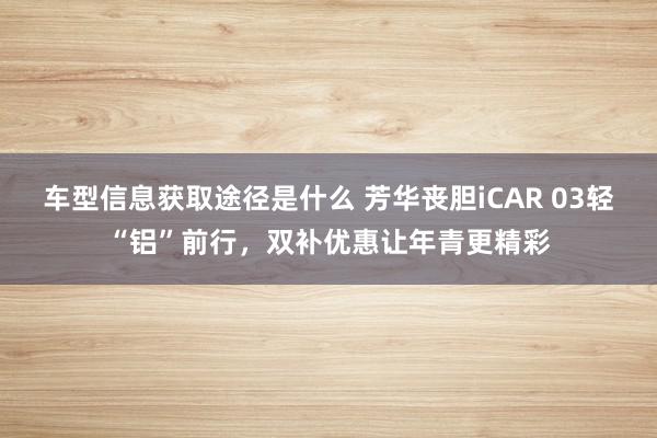 车型信息获取途径是什么 芳华丧胆iCAR 03轻“铝”前行，双补优惠让年青更精彩