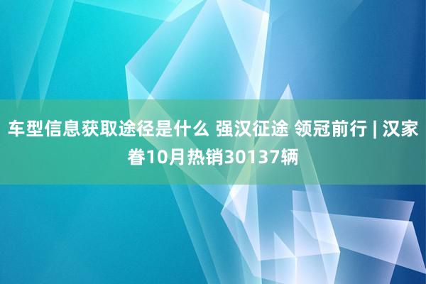 车型信息获取途径是什么 强汉征途 领冠前行 | 汉家眷10月热销30137辆