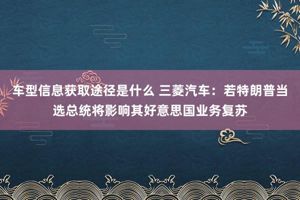 车型信息获取途径是什么 三菱汽车：若特朗普当选总统将影响其好意思国业务复苏