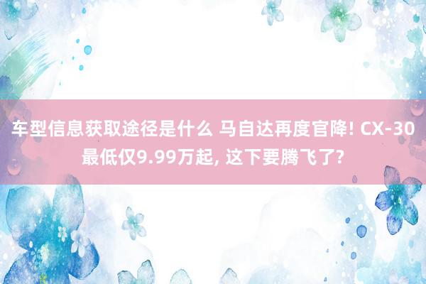 车型信息获取途径是什么 马自达再度官降! CX-30最低仅9.99万起, 这下要腾飞了?