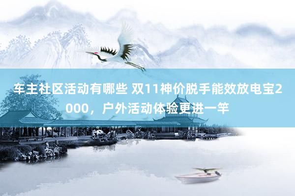 车主社区活动有哪些 双11神价脱手能效放电宝2000，户外活动体验更进一竿