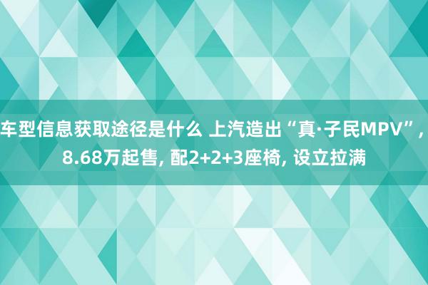 车型信息获取途径是什么 上汽造出“真·子民MPV”, 8.68万起售, 配2+2+3座椅, 设立拉满