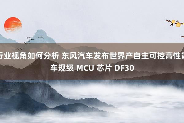 行业视角如何分析 东风汽车发布世界产自主可控高性能车规级 MCU 芯片 DF30