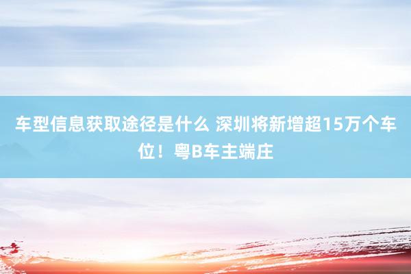 车型信息获取途径是什么 深圳将新增超15万个车位！粤B车主端庄