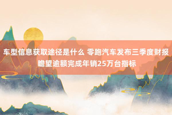 车型信息获取途径是什么 零跑汽车发布三季度财报 瞻望逾额完成年销25万台指标