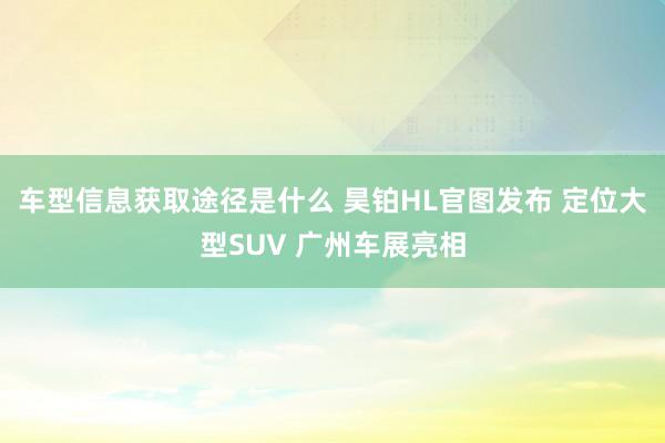 车型信息获取途径是什么 昊铂HL官图发布 定位大型SUV 广州车展亮相