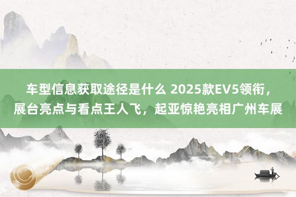 车型信息获取途径是什么 2025款EV5领衔，展台亮点与看点王人飞，起亚惊艳亮相广州车展