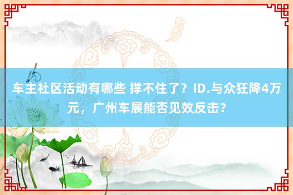 车主社区活动有哪些 撑不住了？ID.与众狂降4万元，广州车展能否见效反击？