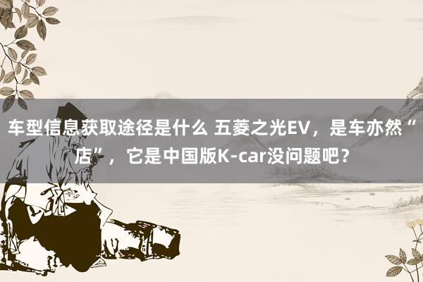 车型信息获取途径是什么 五菱之光EV，是车亦然“店”，它是中国版K-car没问题吧？