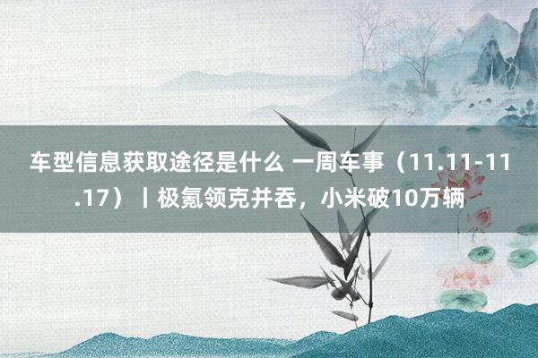 车型信息获取途径是什么 一周车事（11.11-11.17）丨极氪领克并吞，小米破10万辆