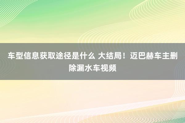 车型信息获取途径是什么 大结局！迈巴赫车主删除漏水车视频