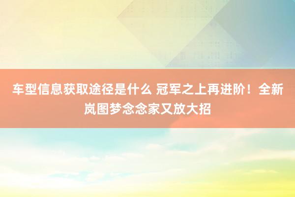 车型信息获取途径是什么 冠军之上再进阶！全新岚图梦念念家又放大招