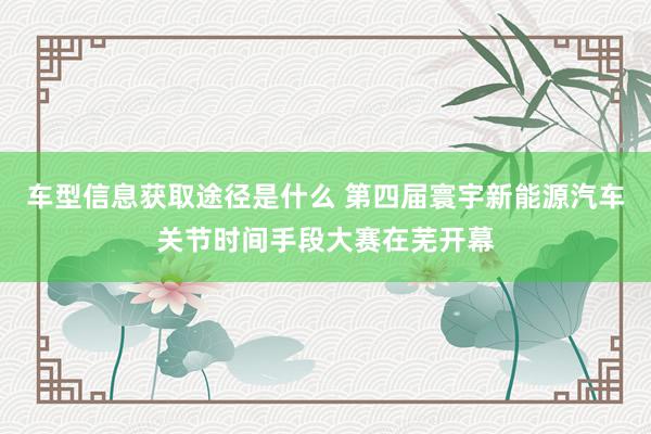 车型信息获取途径是什么 第四届寰宇新能源汽车关节时间手段大赛在芜开幕