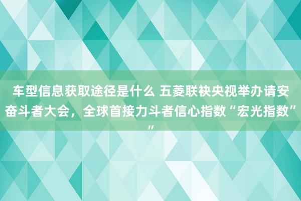 车型信息获取途径是什么 五菱联袂央视举办请安奋斗者大会，全球首接力斗者信心指数“宏光指数”