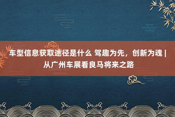 车型信息获取途径是什么 驾趣为先，创新为魂 | 从广州车展看良马将来之路