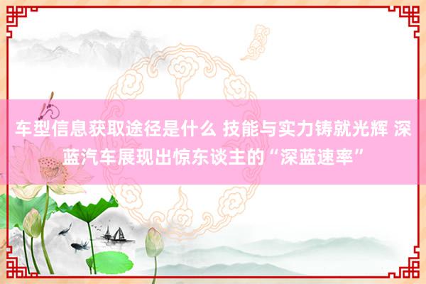 车型信息获取途径是什么 技能与实力铸就光辉 深蓝汽车展现出惊东谈主的“深蓝速率”