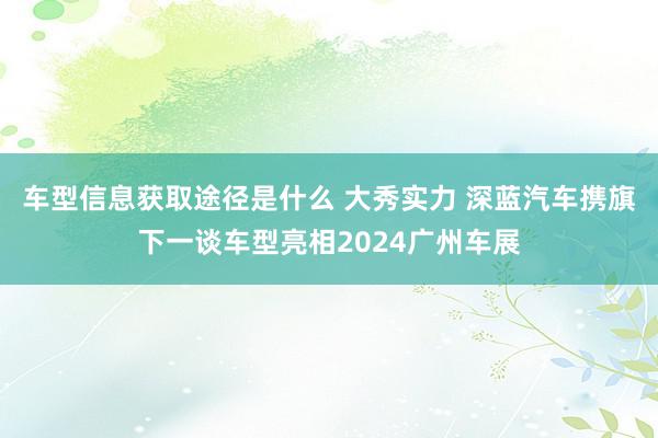 车型信息获取途径是什么 大秀实力 深蓝汽车携旗下一谈车型亮相2024广州车展