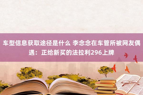 车型信息获取途径是什么 李念念在车管所被网友偶遇：正给新买的法拉利296上牌