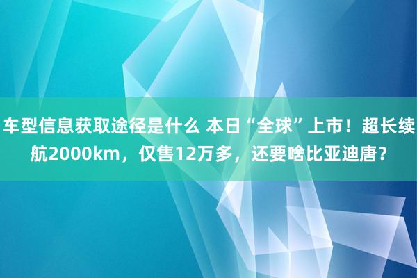 车型信息获取途径是什么 本日“全球”上市！超长续航2000km，仅售12万多，还要啥比亚迪唐？