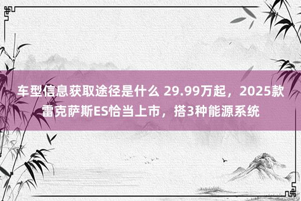 车型信息获取途径是什么 29.99万起，2025款雷克萨斯ES恰当上市，搭3种能源系统