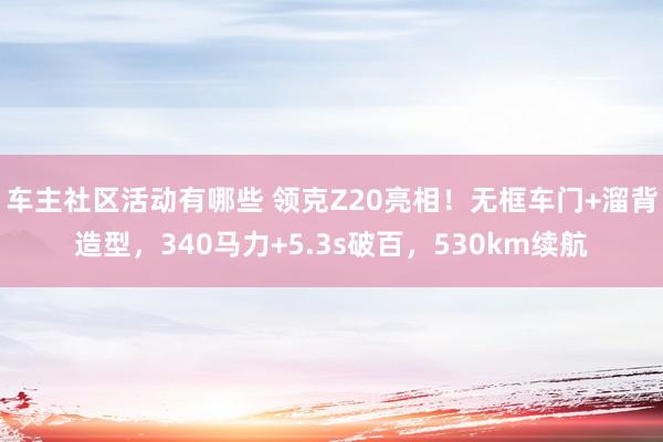 车主社区活动有哪些 领克Z20亮相！无框车门+溜背造型，340马力+5.3s破百，530km续航