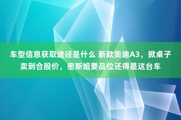 车型信息获取途径是什么 新款奥迪A3，掀桌子卖到合股价，密斯姐要品位还得是这台车