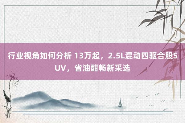 行业视角如何分析 13万起，2.5L混动四驱合股SUV，省油酣畅新采选