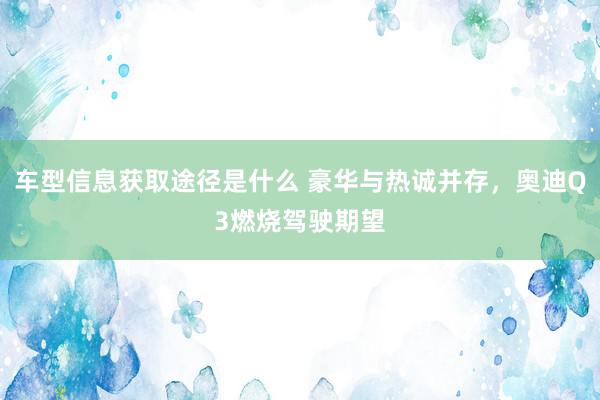 车型信息获取途径是什么 豪华与热诚并存，奥迪Q3燃烧驾驶期望