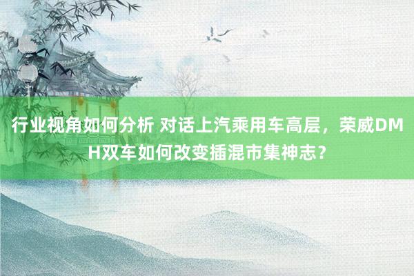 行业视角如何分析 对话上汽乘用车高层，荣威DMH双车如何改变插混市集神志？