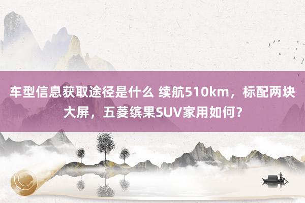 车型信息获取途径是什么 续航510km，标配两块大屏，五菱缤果SUV家用如何？