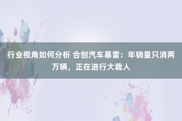 行业视角如何分析 合创汽车暴雷：年销量只消两万辆，正在进行大裁人