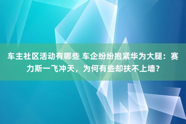 车主社区活动有哪些 车企纷纷抱紧华为大腿：赛力斯一飞冲天，为何有些却扶不上墙？