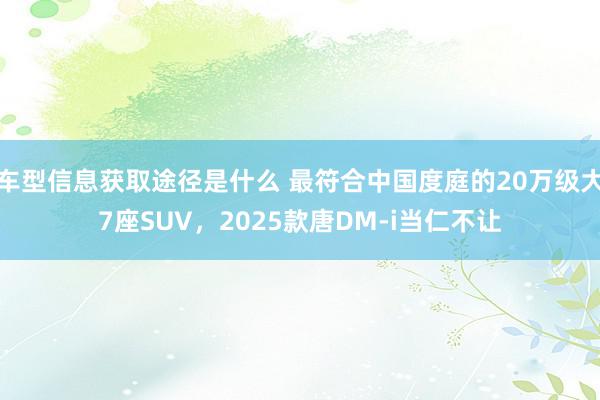 车型信息获取途径是什么 最符合中国度庭的20万级大7座SUV，2025款唐DM-i当仁不让