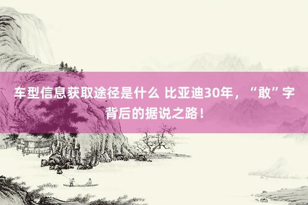 车型信息获取途径是什么 比亚迪30年，“敢”字背后的据说之路！