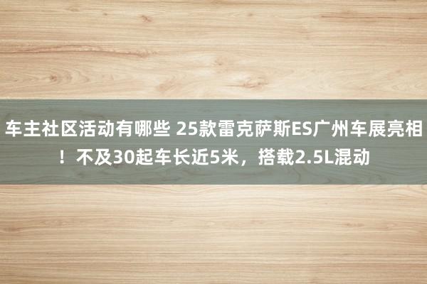 车主社区活动有哪些 25款雷克萨斯ES广州车展亮相！不及30起车长近5米，搭载2.5L混动