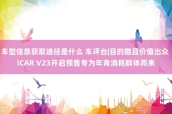 车型信息获取途径是什么 车评台|目的酷且价值出众 iCAR V23开启预售专为年青消耗群体而来