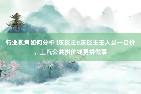 行业视角如何分析 i东谈主e东谈主王人是一口价，上汽公共拼价钱更拼做事