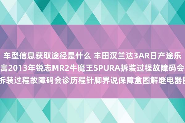 车型信息获取途径是什么 丰田汉兰达3AR日产途乐Y60维修手册电路图贵寓2013年锐志MR2牛魔王SPURA拆装过程故障码会诊历程针脚界说保障盒图解继电器图解线束走