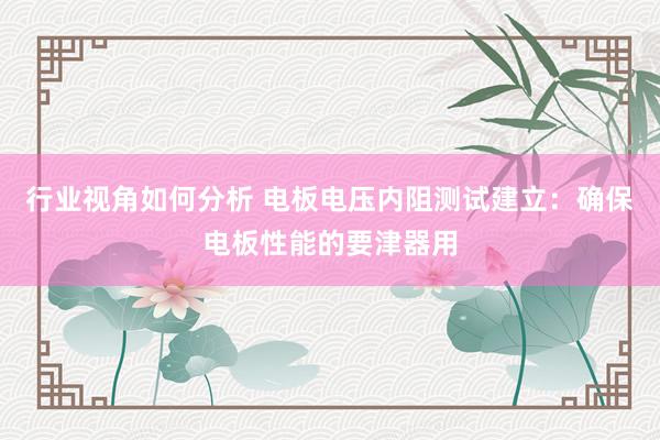 行业视角如何分析 电板电压内阻测试建立：确保电板性能的要津器用