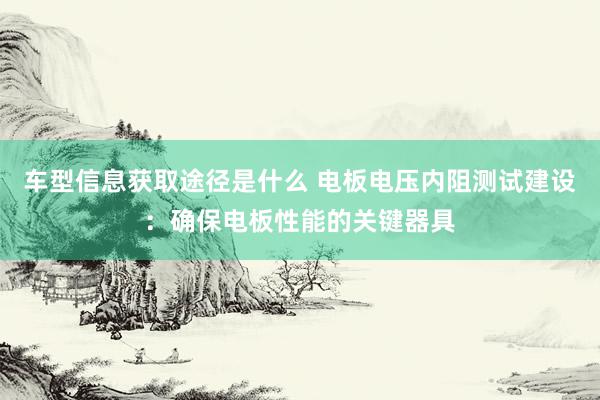 车型信息获取途径是什么 电板电压内阻测试建设：确保电板性能的关键器具