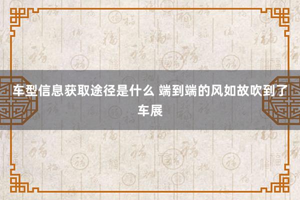 车型信息获取途径是什么 端到端的风如故吹到了车展