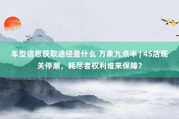 车型信息获取途径是什么 万象九点半 | 4S店现关停潮，耗尽者权利谁来保障？