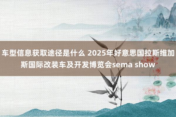 车型信息获取途径是什么 2025年好意思国拉斯维加斯国际改装车及开发博览会sema show