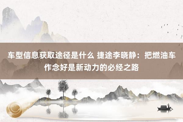 车型信息获取途径是什么 捷途李晓静：把燃油车作念好是新动力的必经之路