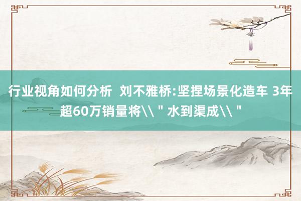 行业视角如何分析  刘不雅桥:坚捏场景化造车 3年超60万销量将\＂水到渠成\＂