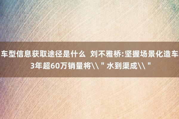 车型信息获取途径是什么  刘不雅桥:坚握场景化造车 3年超60万销量将\＂水到渠成\＂