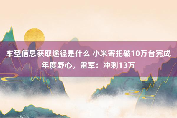 车型信息获取途径是什么 小米寄托破10万台完成年度野心，雷军：冲刺13万