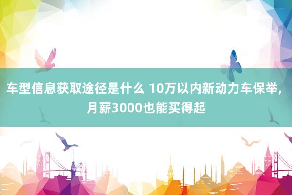 车型信息获取途径是什么 10万以内新动力车保举, 月薪3000也能买得起