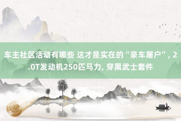 车主社区活动有哪些 这才是实在的“豪车屠户”, 2.0T发动机250匹马力, 穿黑武士套件