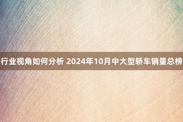 行业视角如何分析 2024年10月中大型轿车销量总榜